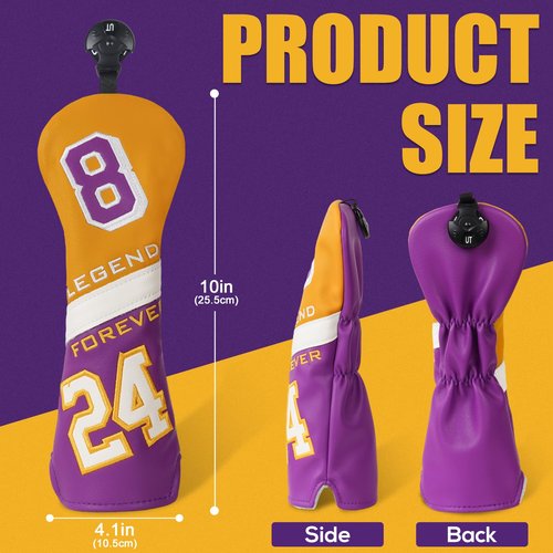 LZFAN Golf Club Head Covers Driver Fairway Wood Hybrid Mallet Blade Putter Golf Club Headcover Protector Embroidered Leather No.24