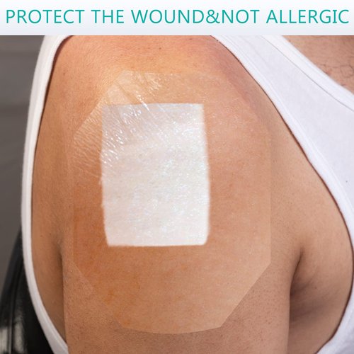 50 Pieces Transparent Stretch Adhesive Bandage Waterproof Transparent Film Dressing Bandages Clear Adhesive Dressing Stretch Tape for Tattoos Swimming Showering(6 x 7 Inch)