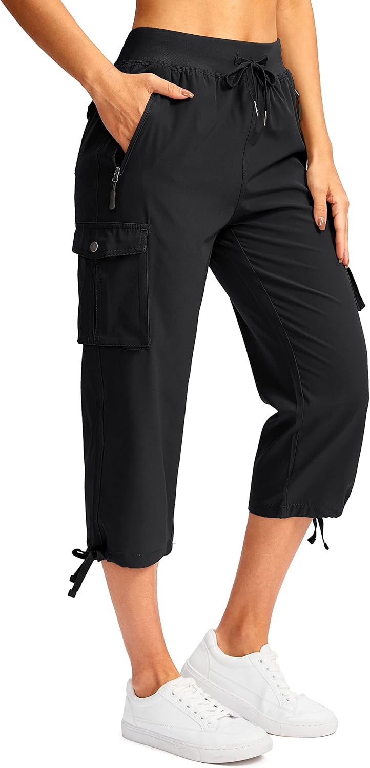 Soothfeel Women's Cargo Capris - Lightweight Quick-Dry Hiking Pants with 6 Pockets | Summer Casual Wear