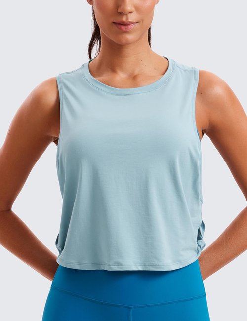 CRZ YOGA Pima Cotton Tank Top for Women - Loose Fit Sleeveless Athletic Shirt | Perfect for Yoga & Gym