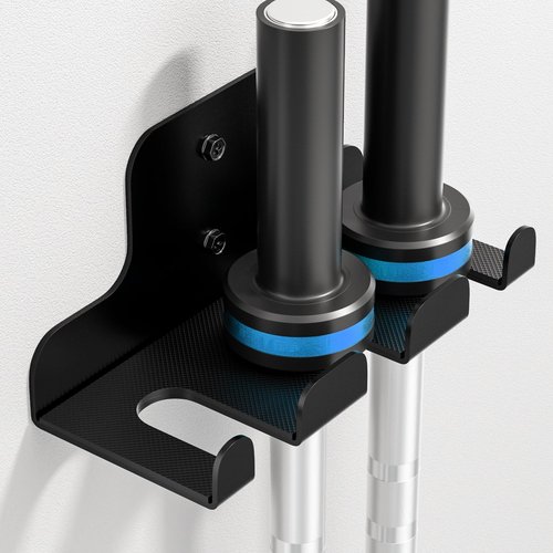 ZGJWJYUU Barbell Wall Holder,Garage Gym Bar Wall Rack with 3 Bar Holders,Olympic Hanger Vertical Barbell Mount Rack,Space Saving Commercial or Home Gym Accessory,Holds Under 33mm Bar Size(Black)