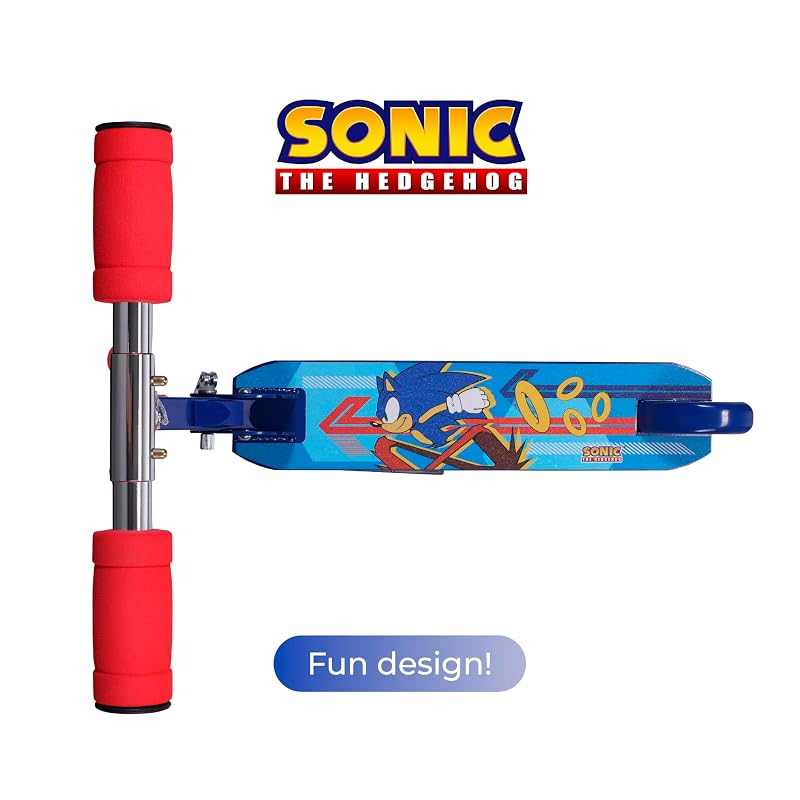 2 Wheel Kick Scooter for Kids with Sonic Variation - Foldable, Light Up LED Wheels