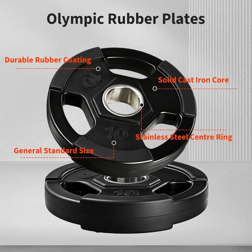 Garvee Olympic Weight Plates - Rubber Encased Iron, Low Noise & Floor Protection, 10-55 lbs
