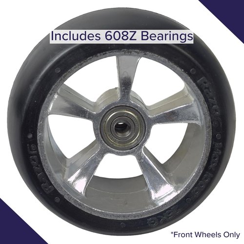 AlveyTech Front Wheels for Razor Ground Force, Ground Force Drifter, and GFD Fury Go-Karts - Replacement Parts for Go-Kart, 4-1/2" x 2-1/2" Solid Rubber Drift Tires w/ 608Z Bearings, Left & Right Set