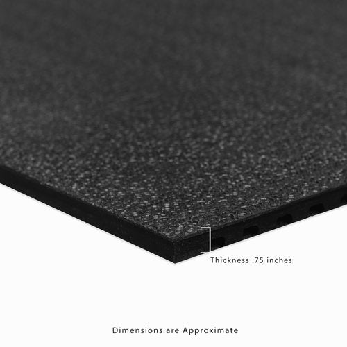 Heavy Duty Gym Flooring Mat - 3.5' x 6' x 3/4" Thick Rubber Mat - Solid Black - Ideal for Home Gyms, Commercial Fitness Centers, Workouts, and More