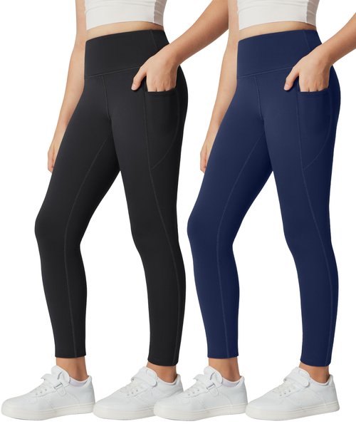IUGA Girls Fleece Lined Leggings High Waisted Yoga Pants with Pockets Winter Leggings for Girls Athletic Warm Leggings