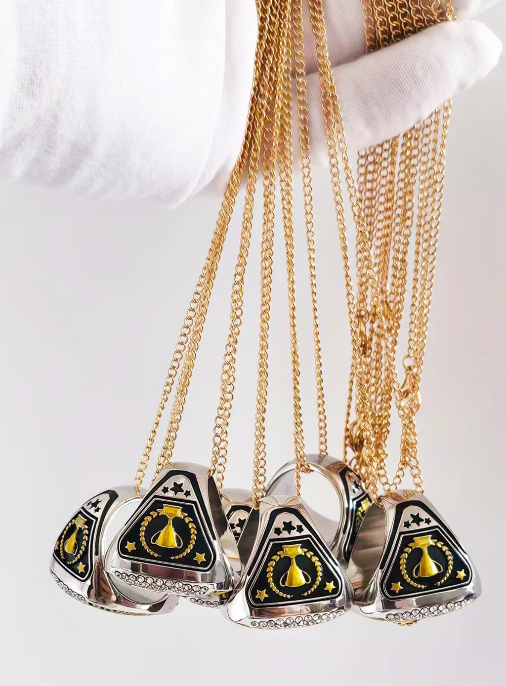 Skiennix Basketball Championship Ring Set - 12 Pcs Trophy Awards with Display Chain & Stand