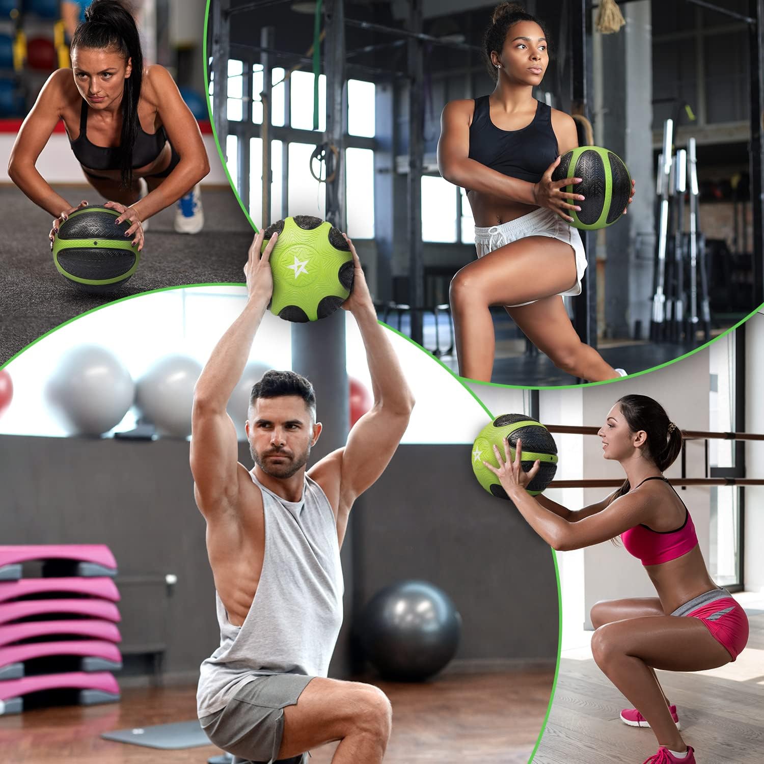 Yes4All Medicine Ball with Dual Texture Grip, Weighted Medicine Ball for Workouts Exercise Balance Training, Core Strength, Balance and Coordination Exercise, Non-Slip Rubber Shell with 6/8/10/12LBS