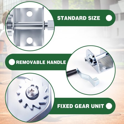 Zonon Hand Crank Tensioner Iron Tennis Post Reel Hand Crank Tensioning Device Tennis Post Winder Accessories with Long Detachable Handle for Outdoor Volleyball Badminton Pole Net
