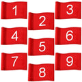 Riakrum 9 Pcs mini golf flags for yard 8.9 x 5.7 Inch 1-9 Nylon golf Pin Flags for putting green with Tube Inserted Numbered Yard Indoor Outdoor hole Backyard Garden Practice