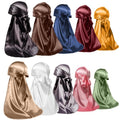 ForceWave 10 Pieces Silky Durags Long Tail for Women Men Satin Durag 360 Wave，Dorag, 10 Pieces