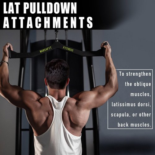 Tricep Press Down Bar Lat pull down Bar Handle Pulley Cable Machine Attachments, Home Gym Fitness Rowing bar Bicep Curl Back Strength Training Wide Grip Lat PullDown Bar Exercises (Length 31")