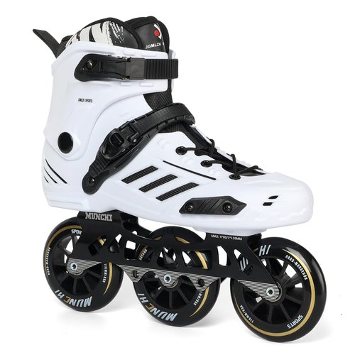 3 Wheels Fitness Inline Speed Skates for Unisex，110mm Roller Skates Blades (White, Men 9.5/Women 10.5 43)