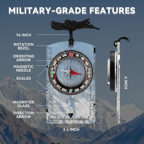 Compass Hiking Survival | Wilderness Navigation Compass for Kids - Magnetic Gear Set for Camping & Backpacking