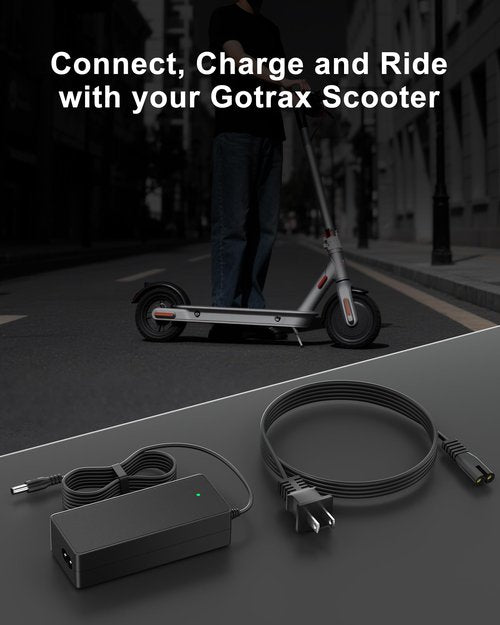 VHBW 42V 2A Electric Scooter Charger–Compatible with GoTrax GXL V2, Apex, XR Ultra, Electric Scooters with 36V Lithium Battery - Round DC Plug (Not 3-Prong or XLR)