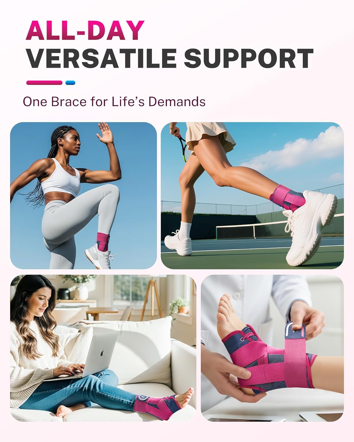 Skiennix Ankle Brace - Adjustable Figure 8 Compression Support for Achilles Tendonitis & Sprains | Size M