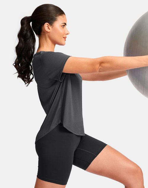 G Gradual Women's Lightweight Athletic Yoga Tops - Short Sleeve Quick Dry Running Shirts | Loose Fit Gym T-Shirts