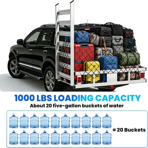 Aluminum Trailer Hitch Cargo Carrier - 1000LBS Capacity | Folding Ramp for Mobility Scooters, 54"x32"x9"