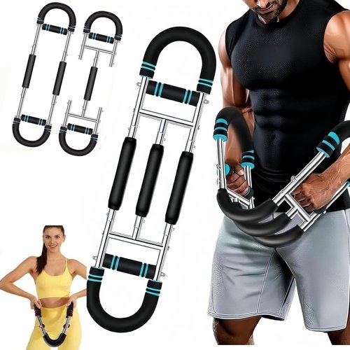 NUJFITNESS Twister Arm Trainer Adjustable 9-Level (20-270lbs) Forearm & Chest Workout Equipment, Power Twister Bar Chest Expander for Arm, Shoulder & Upper Body Home Gym Strength Training