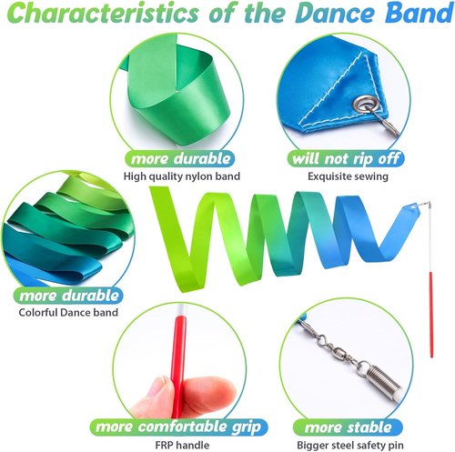 Cikyner Gymnastics Ribbon - 2 Pack Colorful Dance Bands with Sticks | Perfect for Kids' Parties and Games