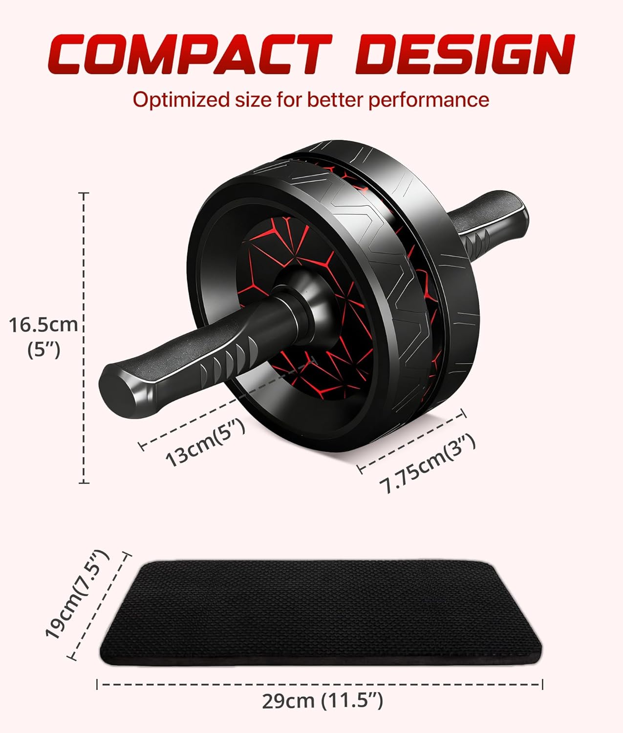 ROMIX Ab Roller Wheel - Wide Design with Extra Thick Knee Mat for Home Gym Fitness | Core Strength Training Equipment