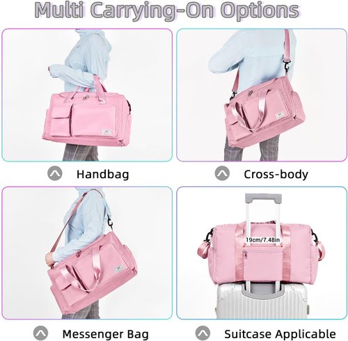 FIORETTO Women's Gym Duffle Bag - 30L Capacity with Shoe Compartment | Perfect for Travel & Sports