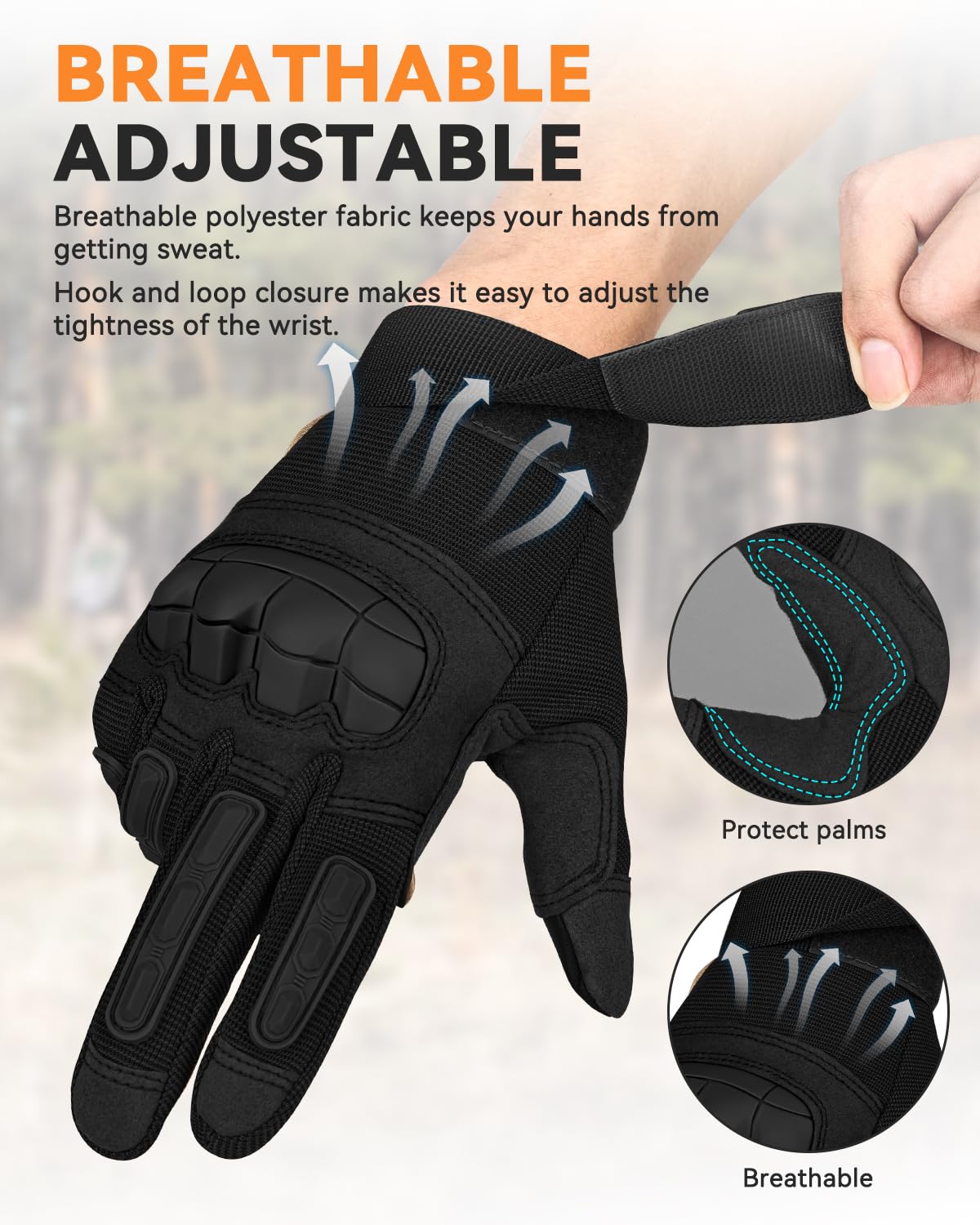 KUMGIM Motorcycle Gloves for Men and Women, Paintball Glove Touchscreen Black for Work Paintball Game Climbing Hiking