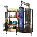 HavenlyYouth Golf Bag Organizer for 2 Bags, Large Golf Rack with Golf Bag Storage, Golf Bag Stand with Golf Club Rack, Extra Sports Equipment Rack for Garage & Golf Clubs with Wheels