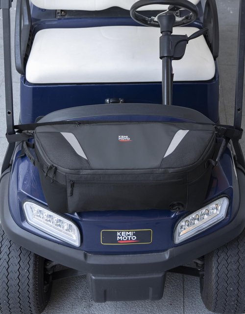 KEMIMOTO Golf Cart Cooler Bag, Fits 20-30 11oz Cans, Insulated with Drain Plug, Reflective Finish, Handy Pockets, Golf Cart Accessories Gifts for Golfers Men, Compatible with EZGO Club Car