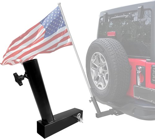 KAIRAY Hitch Mount Flagpole Holder - Universal Fit for 2-Inch Hitch Receivers | Ideal for Trucks, SUVs, RVs