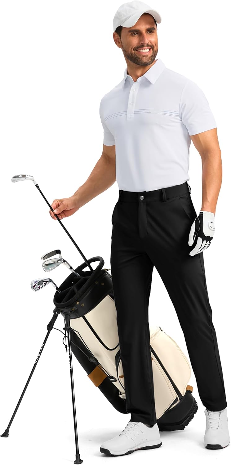 Soothfeel Men's Golf Pants - Slim Fit Stretch Sweatpants with 5 Pockets | Casual Travel & Work Wear