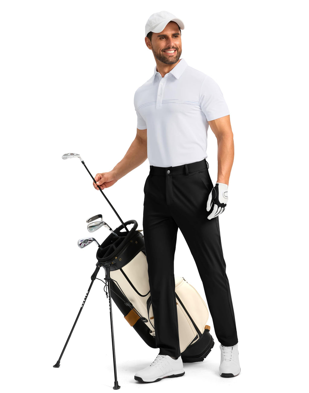 Soothfeel Men's Golf Pants with 5 Pockets Slim Fit Stretch Sweatpants Casual Travel Dress Work Pants for Men (Black, M)