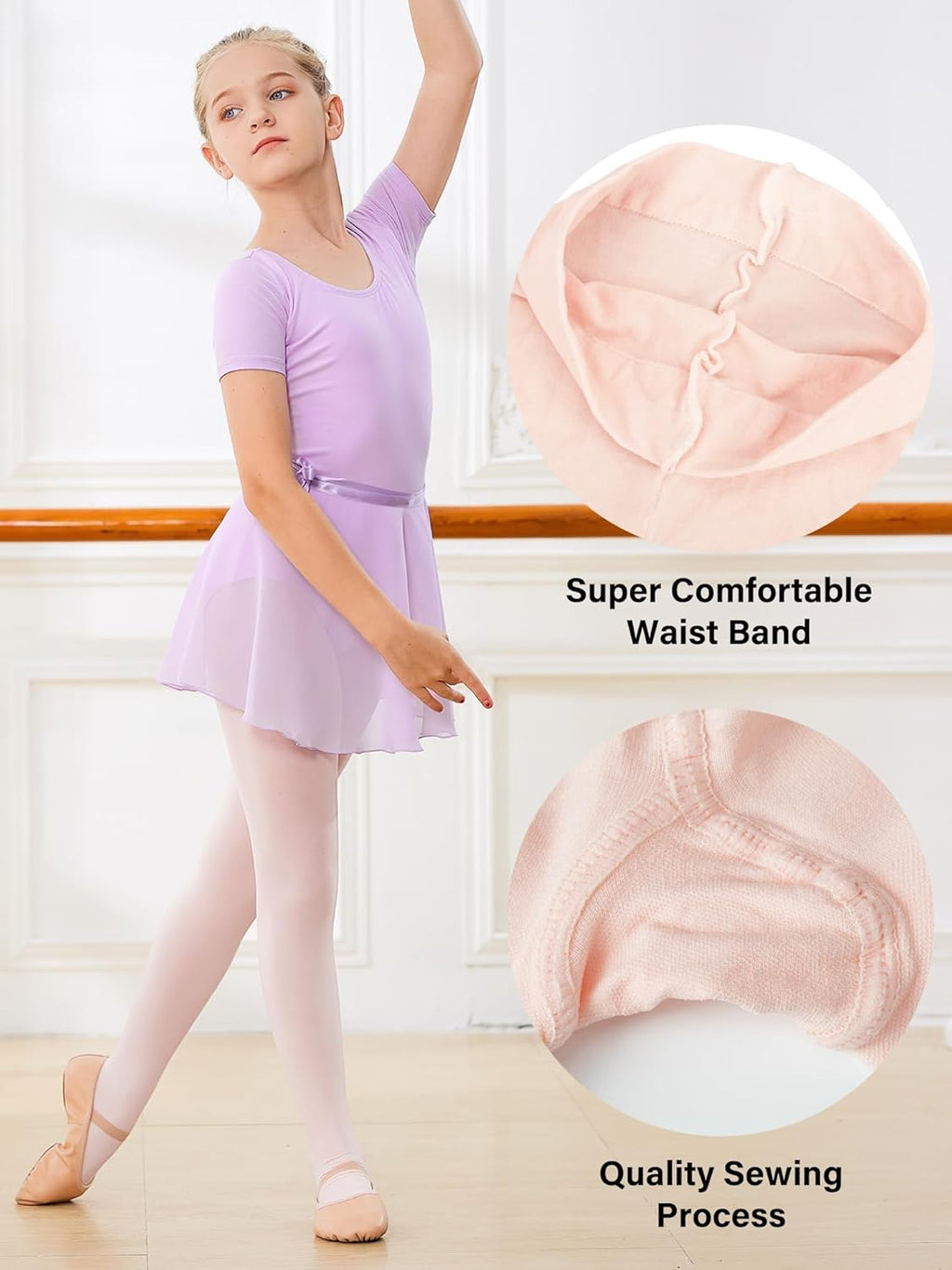 Stelle Girls Ballet Dance Tights - Comfortable Footed Design for Toddlers to Big Kids