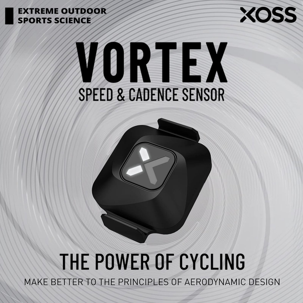 XOSS Vortex Cadence/Speed Sensor ANT+/Bluetooth 4.0, Outdoor/Indoor Wireless IPX7 Dual Modes Bike Computer RPM Sensor for Road Bike/Spinning Bike/MTB Compatible with Wahoo Fitness/Zwift/Strava
