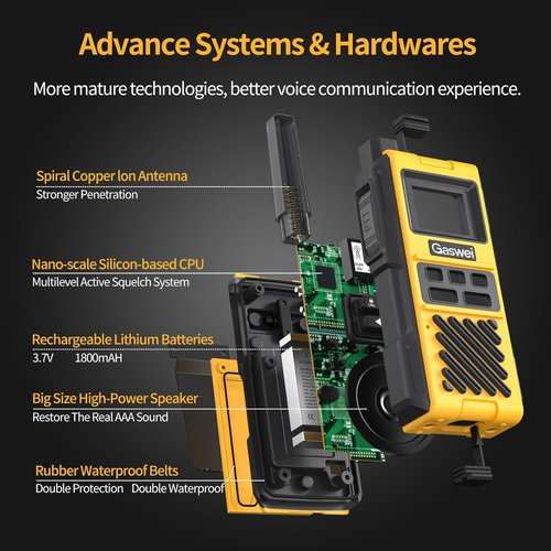 G1Pro Walkie Talkies - IP67 Waterproof Heavy Duty Two-Way Radios | Rechargeable 2W, 22 Channels (2-Pack)