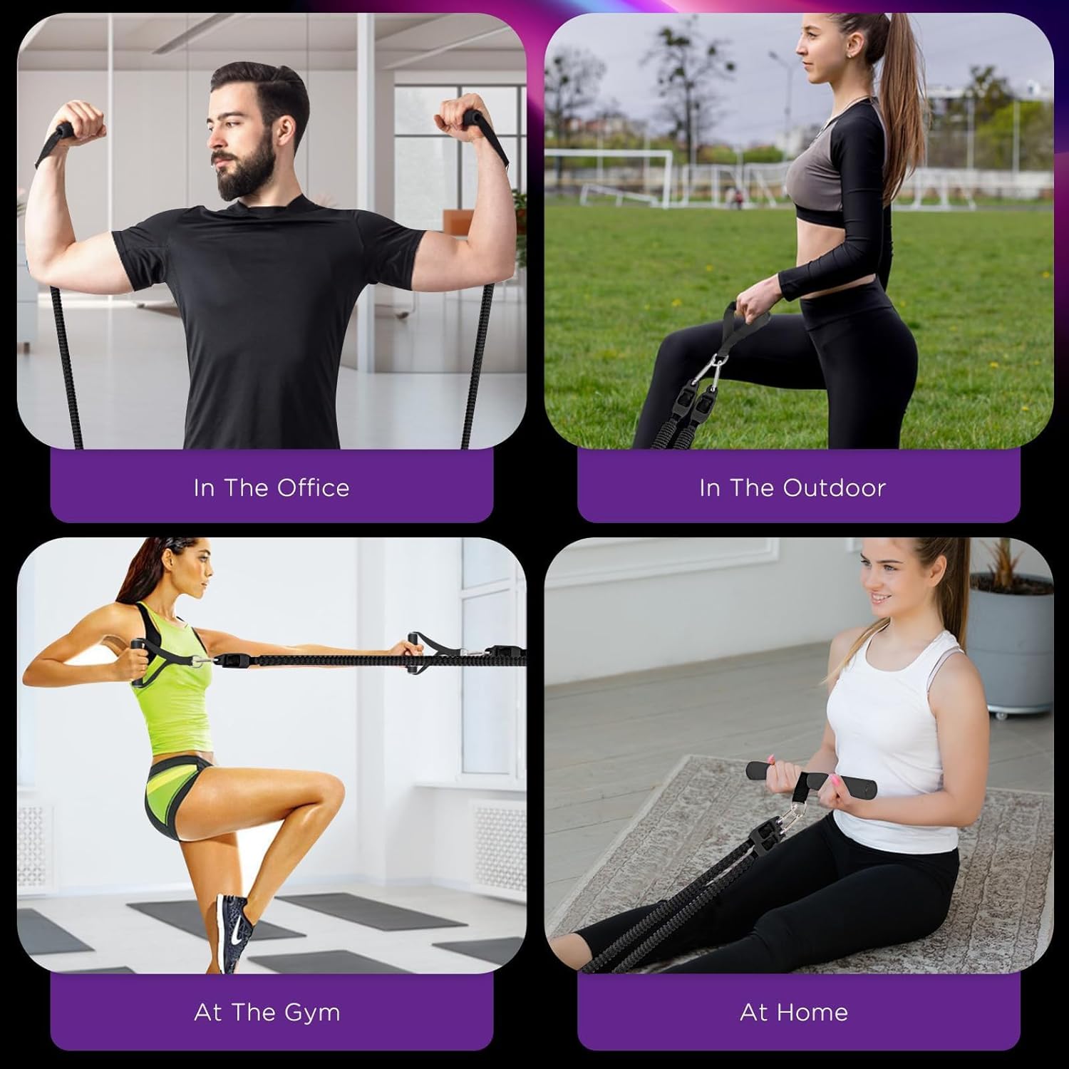 Skiennix Pedal Resistance Band - 4-Tube Elastic Sit Up Pull Rope for Strength Training | Includes 5 Exercise Bands