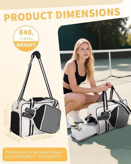 Jetviivid Pickleball Bag for Women with Paddle Cover Pocket-Fits 2 paddles, Puffer Pickleball Tote with Shoe Compartment, Adjustable Shoulder Strap & Fence Hook