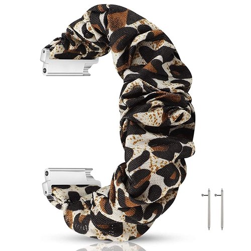 GTX13, GTX12 Smart Watches Band, Lamshaw 22mm Fabric Elastic Scrunchie Elastic Women Cute Replacement Straps Compatible for Fitpolo GTX12, ENOMIR GTX12, Tensky GTX12, uaue T60, QXQ T60, QCOQ T60 Smart Watches (for 22mm size band, Leopard print)