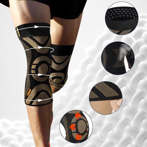 JIUFENTIAN Compression Knee Brace - 2 Pack Copper Knee Sleeves for Pain Relief & Support | 3X-Large
