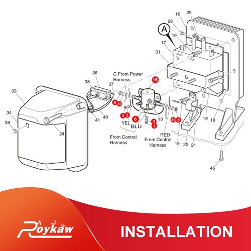 Roykaw #70 Series Solenoid Relay with Resistor & Diode Kit for EZGO 36 Volt Electric Golf Cart, 4 Terminal Continuous Duty, OEM # 27855G01 11761G1 27855G02 31680G1 3016, Upgrade Mount Bracket