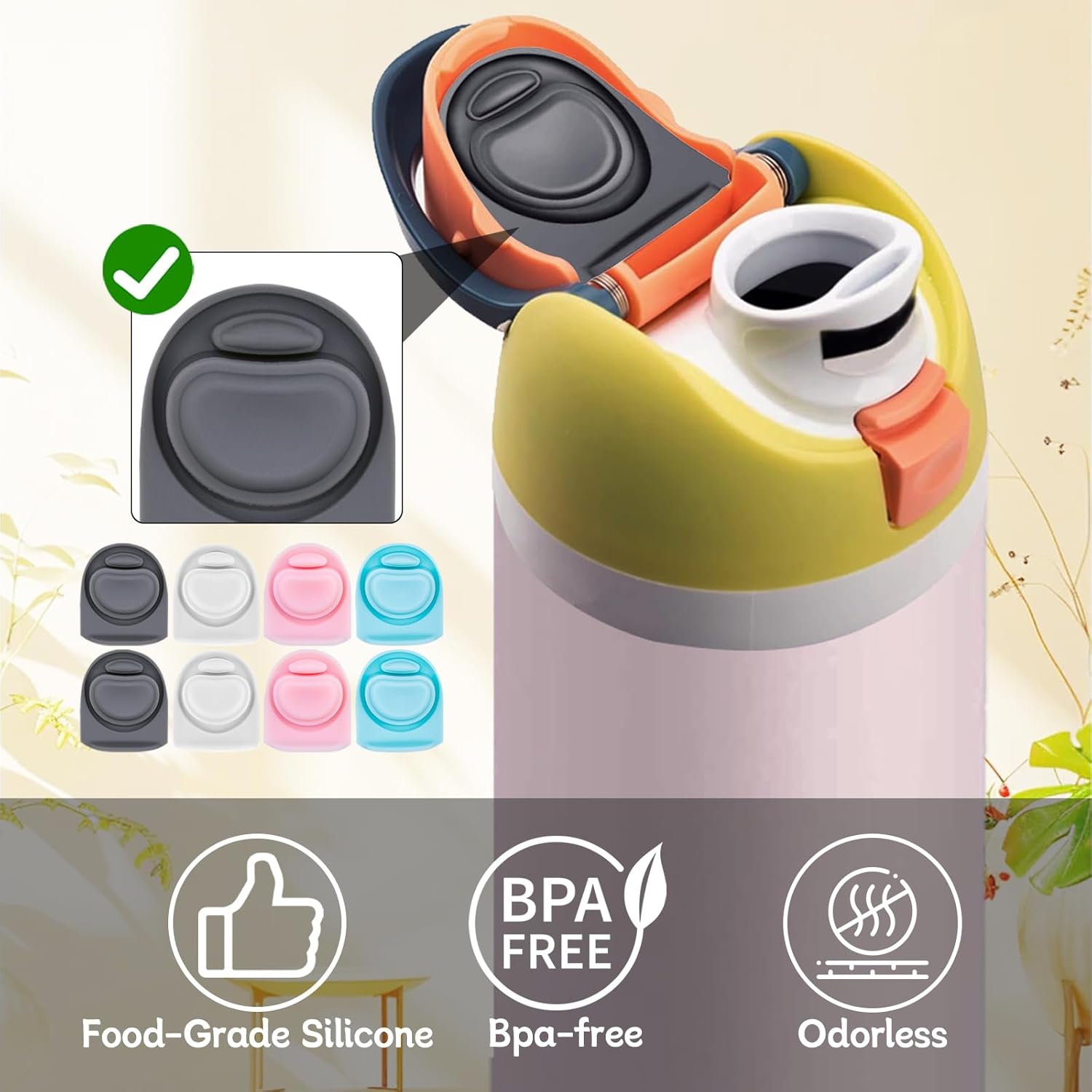 Owala | 8 Pcs Replacement Rubber Seal Stoppers - Silicone Gasket Lids for 16/19/24/32/40oz Bottles | 4 Colors