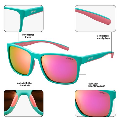 Jefoo Polarized Fishing Sunglasses for Men Women Kayaking Surfing Driving Lightweight Sports Sun Glasses UV Protection