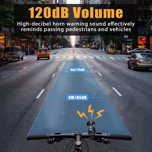 LESOVI Electric Bike Horn, 120dB Electronic Bicycle Bell with 300mAh Battery Operated/IPX4 Waterproof, Loud Bike Bell for Adults/Kids (Black, EH-2)