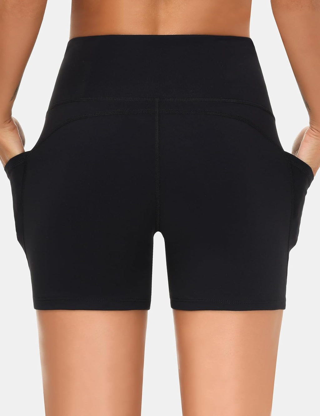 The Gym People Women's High Waist Workout Shorts - 2 Pack with Deep Pockets & Tummy Control