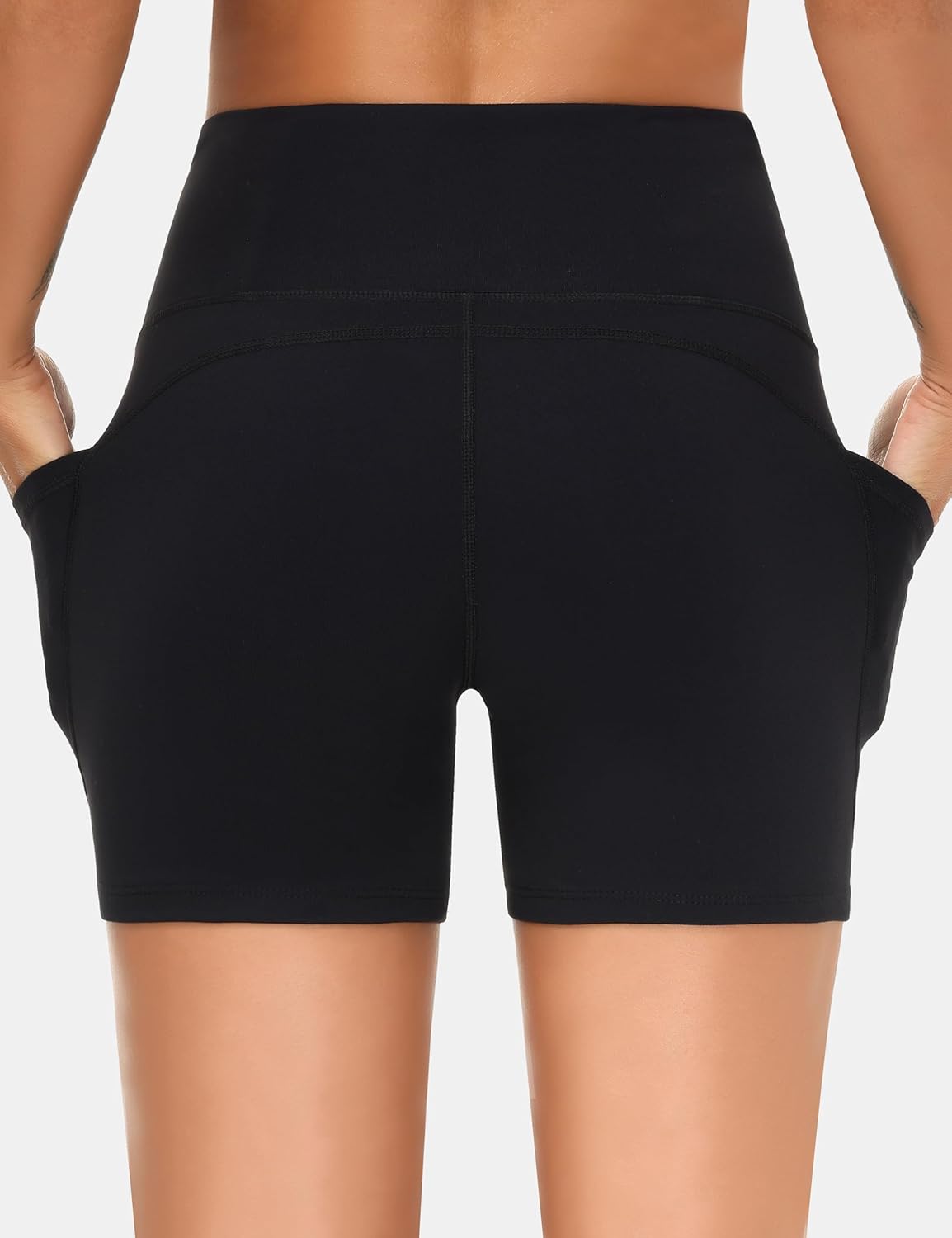 The Gym People Women's High Waist Workout Shorts - 2 Pack with Deep Pockets & Tummy Control