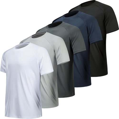 MLYENX Men's Athletic T-Shirts - Quick Dry Moisture-Wicking Workout Shirts | 7 Pack