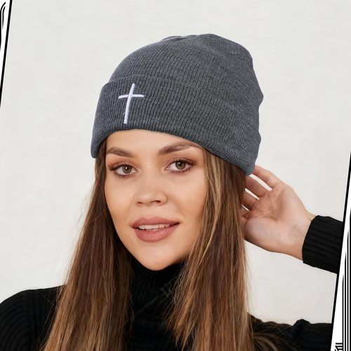 Newcotte 4 Pcs Christian Cross Beanie Jesus Hat Skull Winter Cap Embroidery Knitted Unisex Beanies Faith Religious Gifts for Men Women Teen Winter Sports