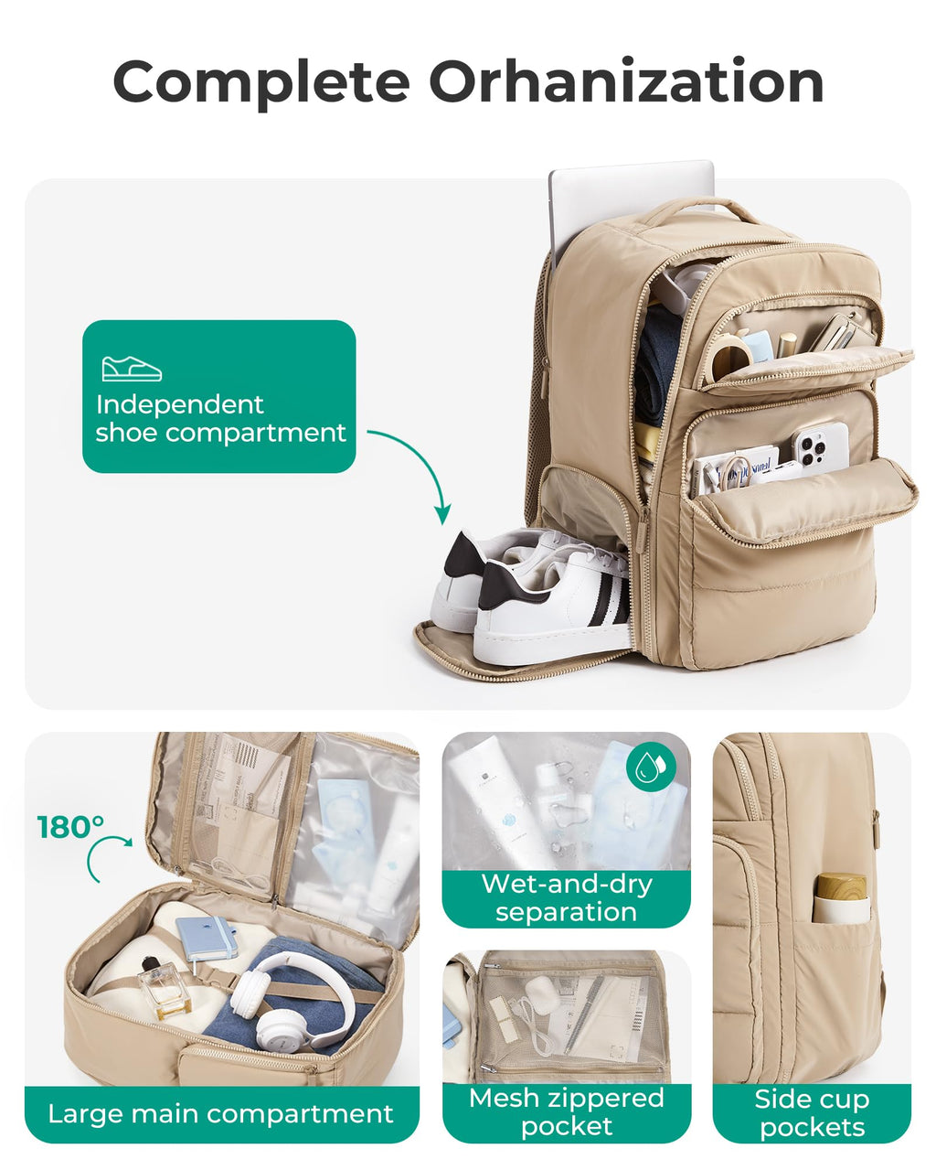BAGSMART 35L Travel Backpack for Women, 17.3" Carry-On Personal Item