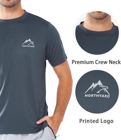 NORTHYARD Men's UPF 50+ Sun Protection Shirt - Short Sleeve Athletic Rash Guard for Swimming & Running