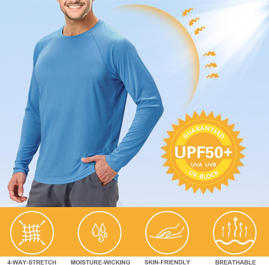 Skiennix Men's Swimming Shirt - Short Sleeve UPF 50 Quick Dry Rash Guard for Fishing & Running
